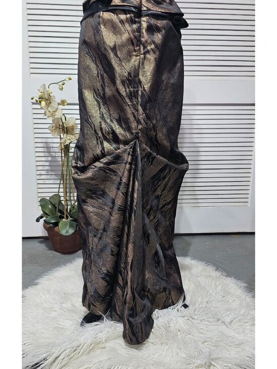 Gia Franco Women Black Bronze 12267CL Off Shoulder Evening Gown Dress Sz 12 3157 - Picture 6 of 16